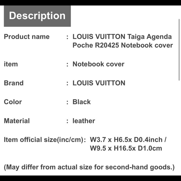 LOUIS VUITTON  Taiga Agenda Poche Notebook cover - Picture 7 of 8